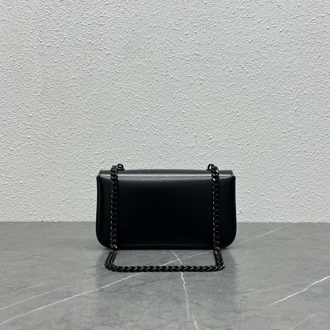 Celine Chain Shoulder Bag Claude In Shiny Calfskin Black/Black 197992